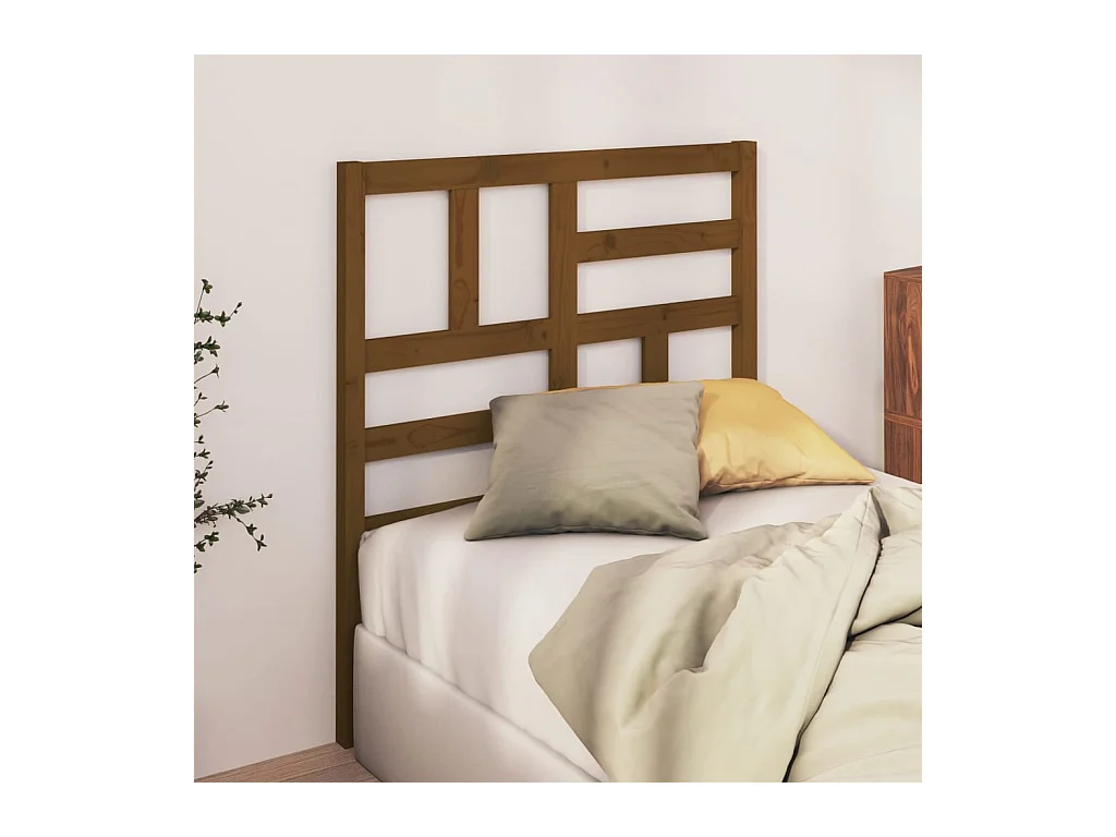 Cabecero de Cama | Cabezal de cama | Mueble de cabecero madera maciza de pino marrón miel 81x4x104 cm