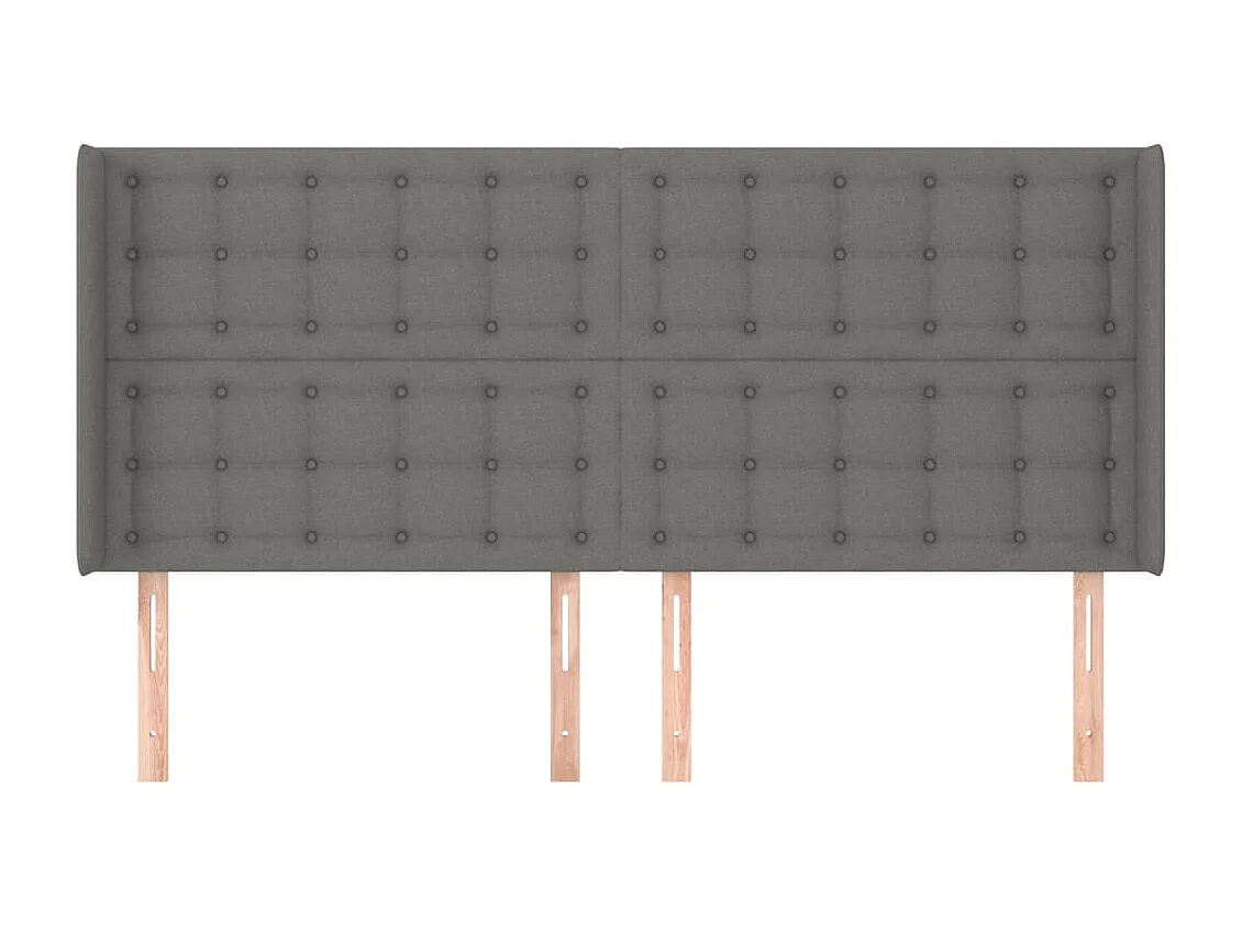 Tête de Lit | Panneau de tête pour lit Moderne avec oreilles Gris foncé 163x16x118/128 cm Tissu