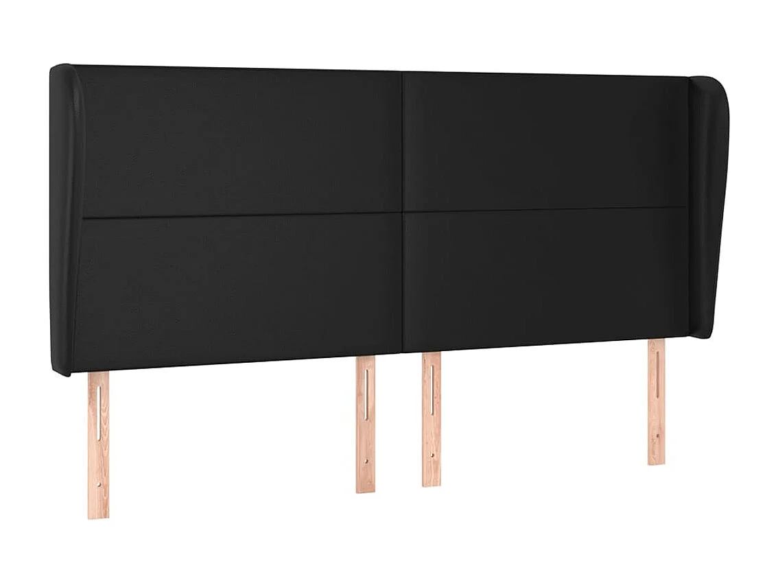 Tête de Lit | Panneau de tête pour lit Moderne avec oreilles Noir 163x23x118/128 cm Similicuir