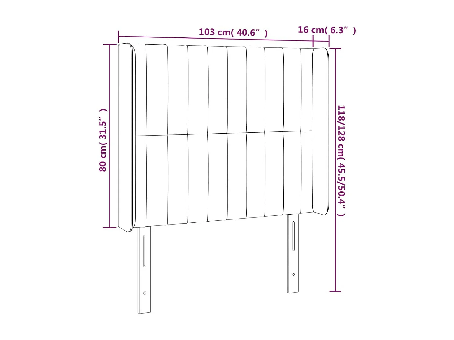 Tête de Lit | Panneau de tête pour lit Moderne avec oreilles Taupe 103x16x118/128 cm Tissu