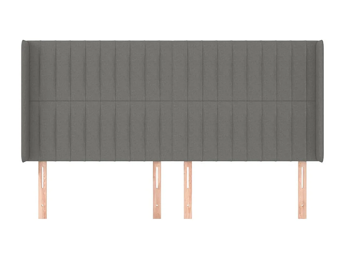 Tête de Lit | Panneau de tête pour lit Moderne avec oreilles Gris foncé 183x16x118/128 cm Tissu