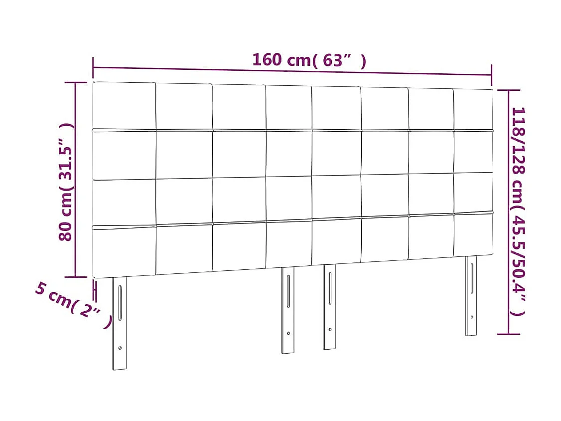 Hoofdbord | Hoofdeinde LED 160x5x118/128 cm stof donkerbruin