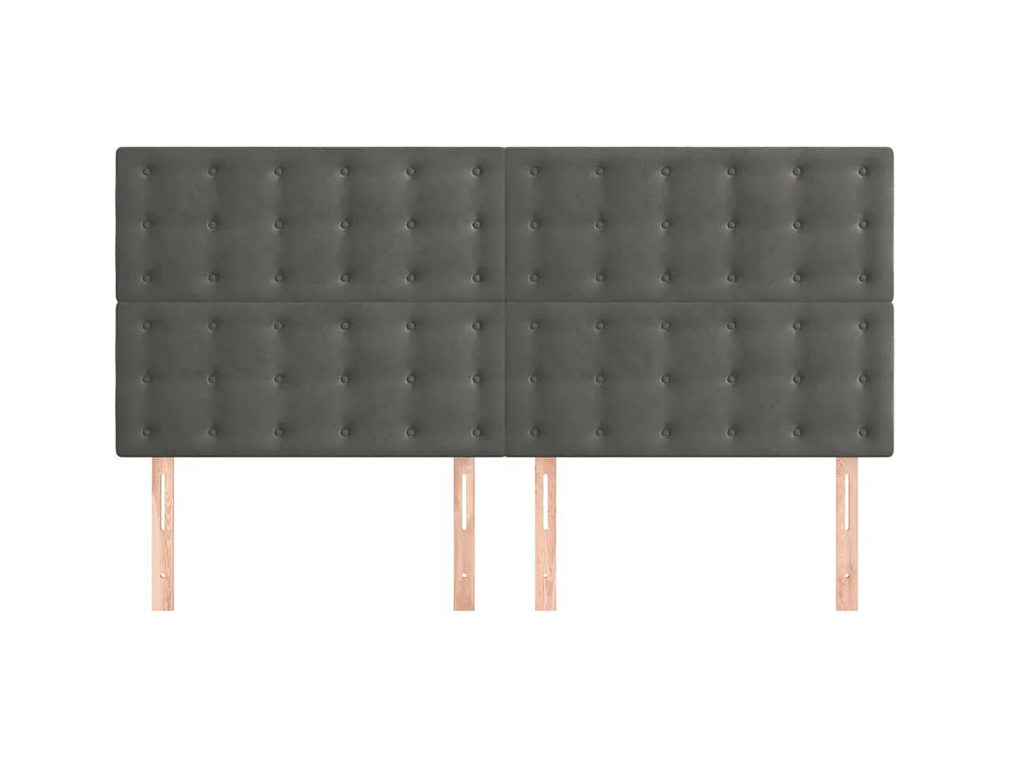 Cabeceros | Cabezal de cama | Mueble de cabecero 4 unidades de terciopelo gris oscuro 100x5x78/88 cm