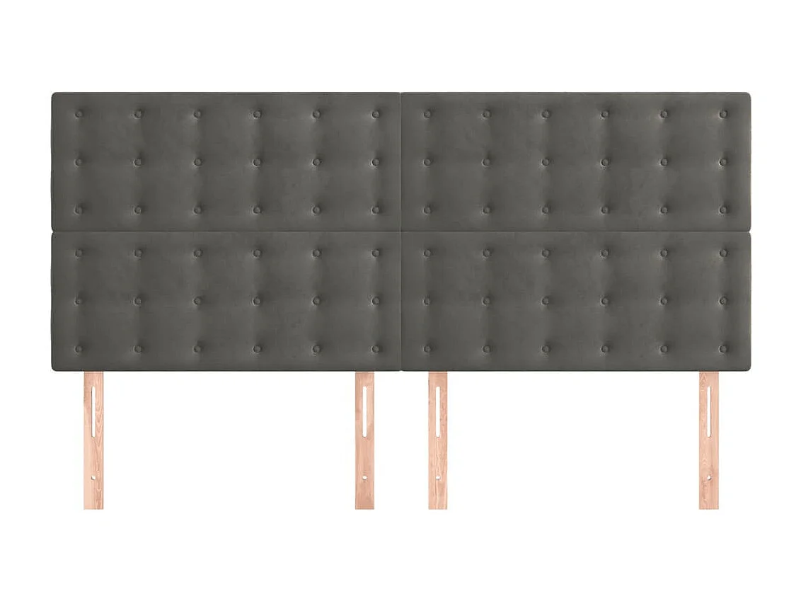 Cabeceros | Cabezal de cama | Mueble de cabecero 4 unidades de terciopelo gris oscuro 100x5x78/88 cm