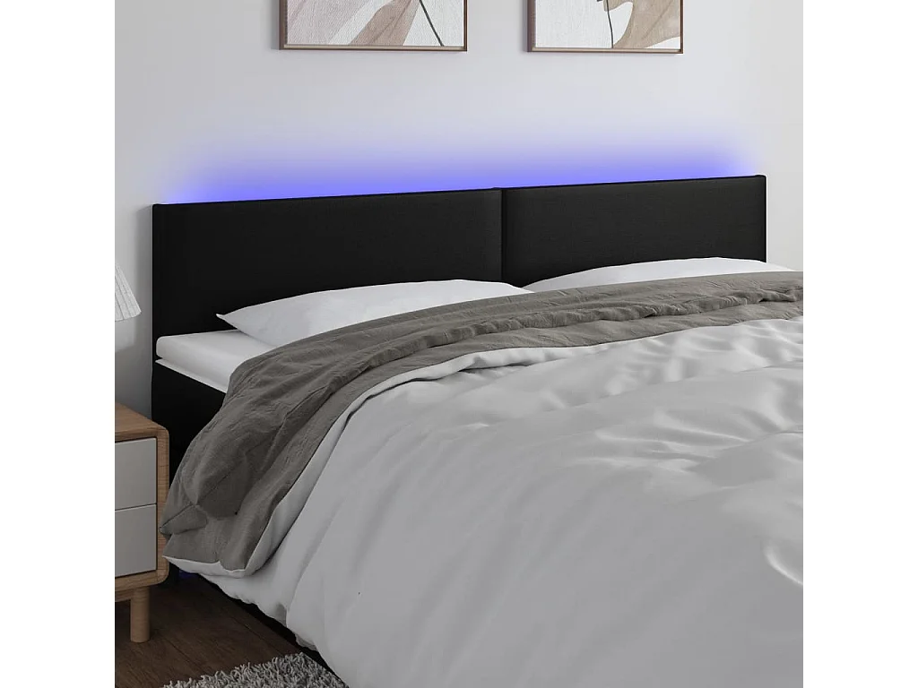Hoofdbord | Hoofdeinde LED 200x5x78/88 cm kunstleer zwart