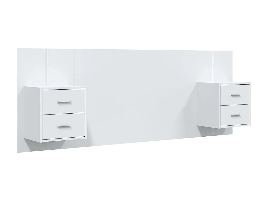 Cabecero de Cama | Cabezal de cama | Mueble de cabecero con mesitas madera contrachapada blanco