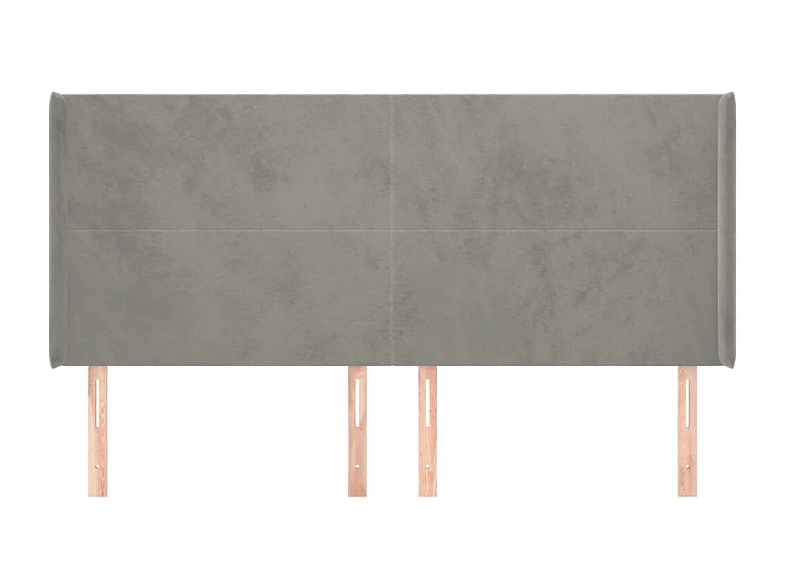 Tête de Lit | Panneau de tête pour lit Moderne avec oreilles Gris clair 203x16x118/128 cm Velours