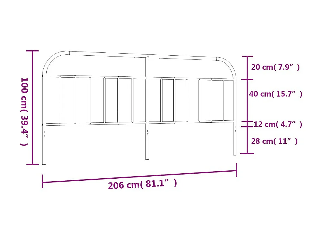 Mueble cabecero | Cabezal de cama | Cabecero de metal blanco 200 cm