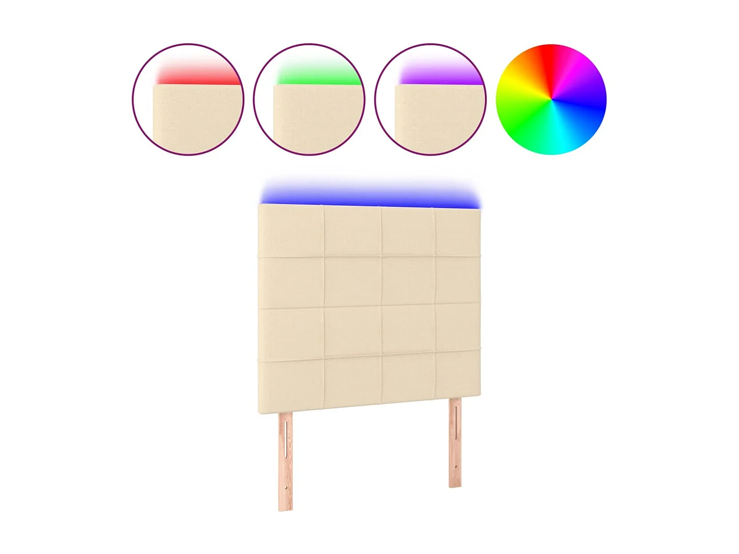 Tête de Lit | Panneau de tête pour lit Moderne à LED Crème 80x5x118/128 cm Tissu