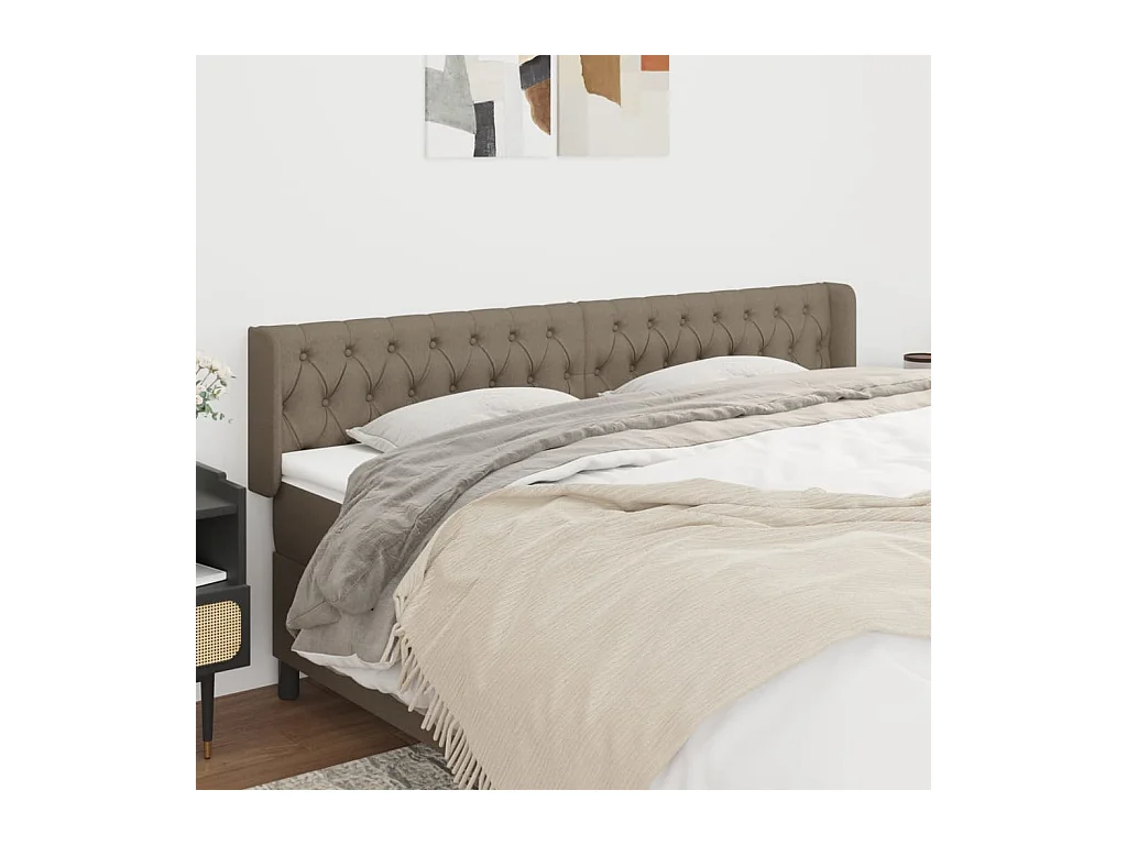 Mueble cabecero | Cabezal de cama | Cabecero de tela gris taupe 203x16x78/88 cm