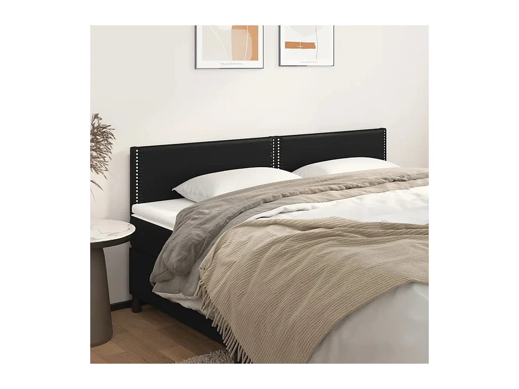 Cabeceros | Cabezal de cama | Mueble de cabecero 2 unidades de cuero sintético negro 100x5x78/88 cm