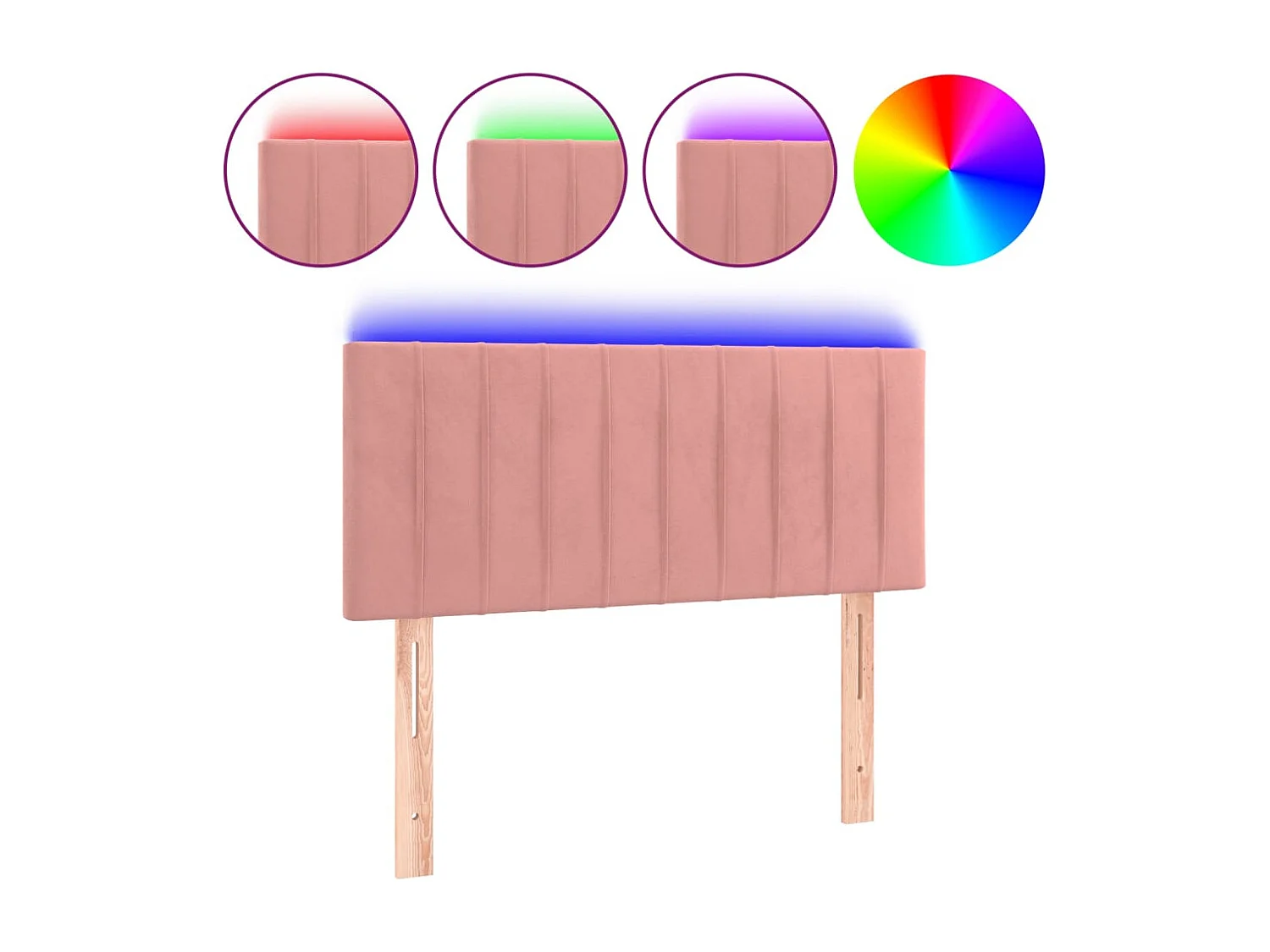 Cabecero | Cabezal de Cama | Mueble cabecero con LED de terciopelo rosa 90x5x78/88 cm