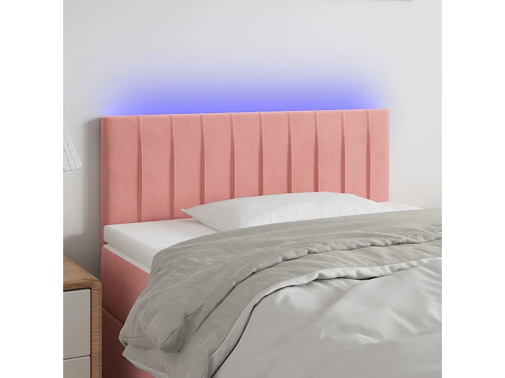 Tête de Lit | Panneau de tête pour lit Moderne à LED Rose 90x5x78/88 cm Velours