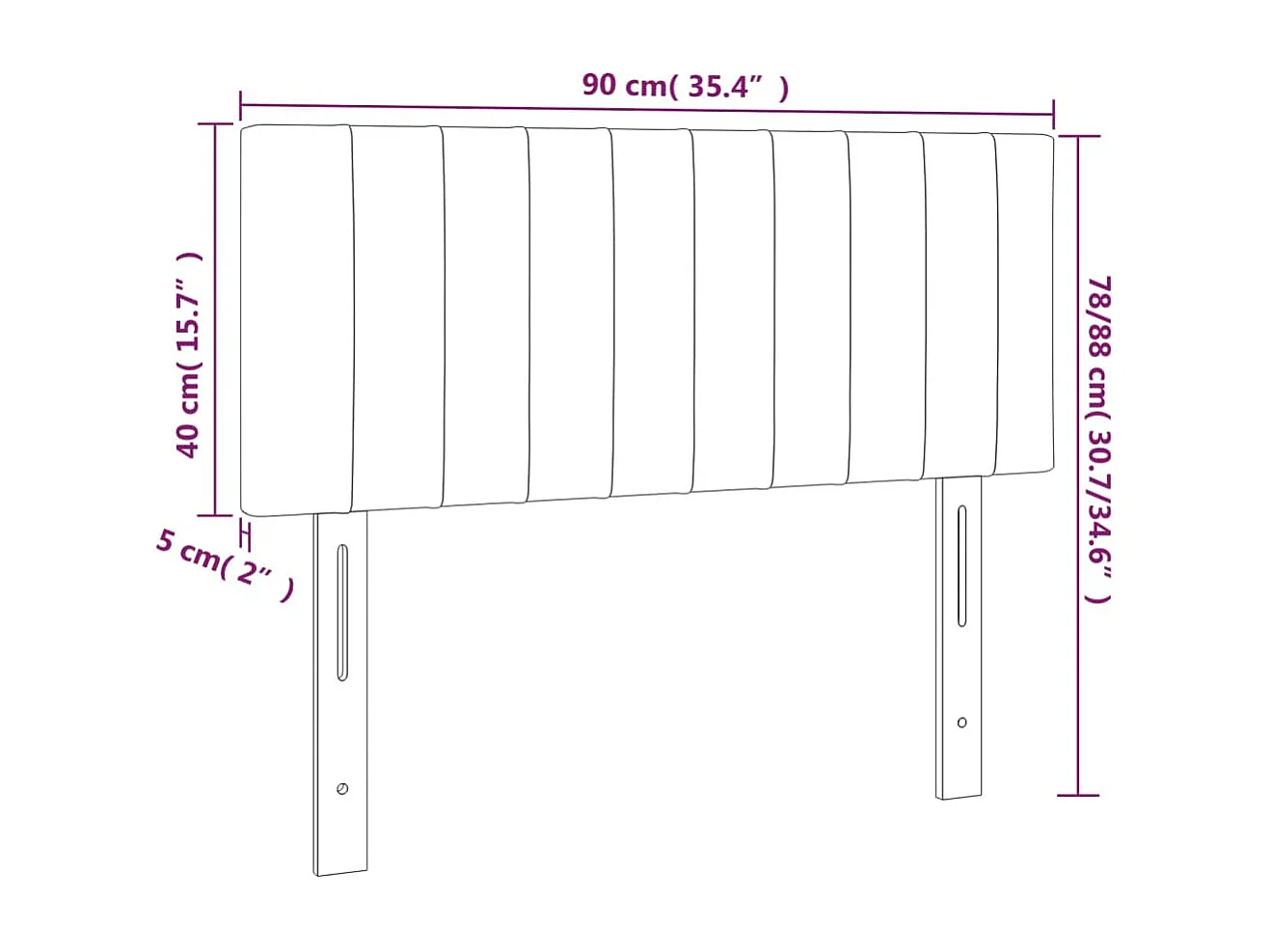 Hoofdbord | Hoofdeinde LED 90x5x78/88 cm fluweel roze