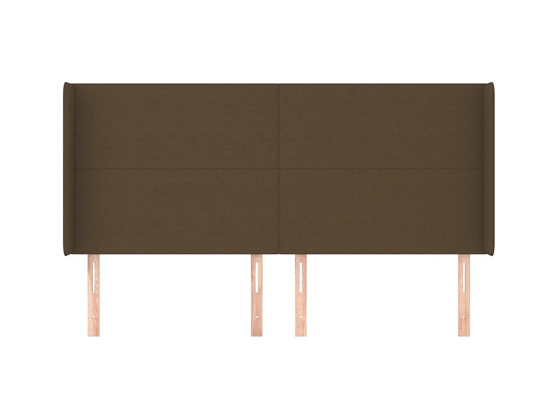 Cabecero | Cabezal de Cama | Mueble cabecero con orejas de tela marrón oscuro 183x16x118/128 cm