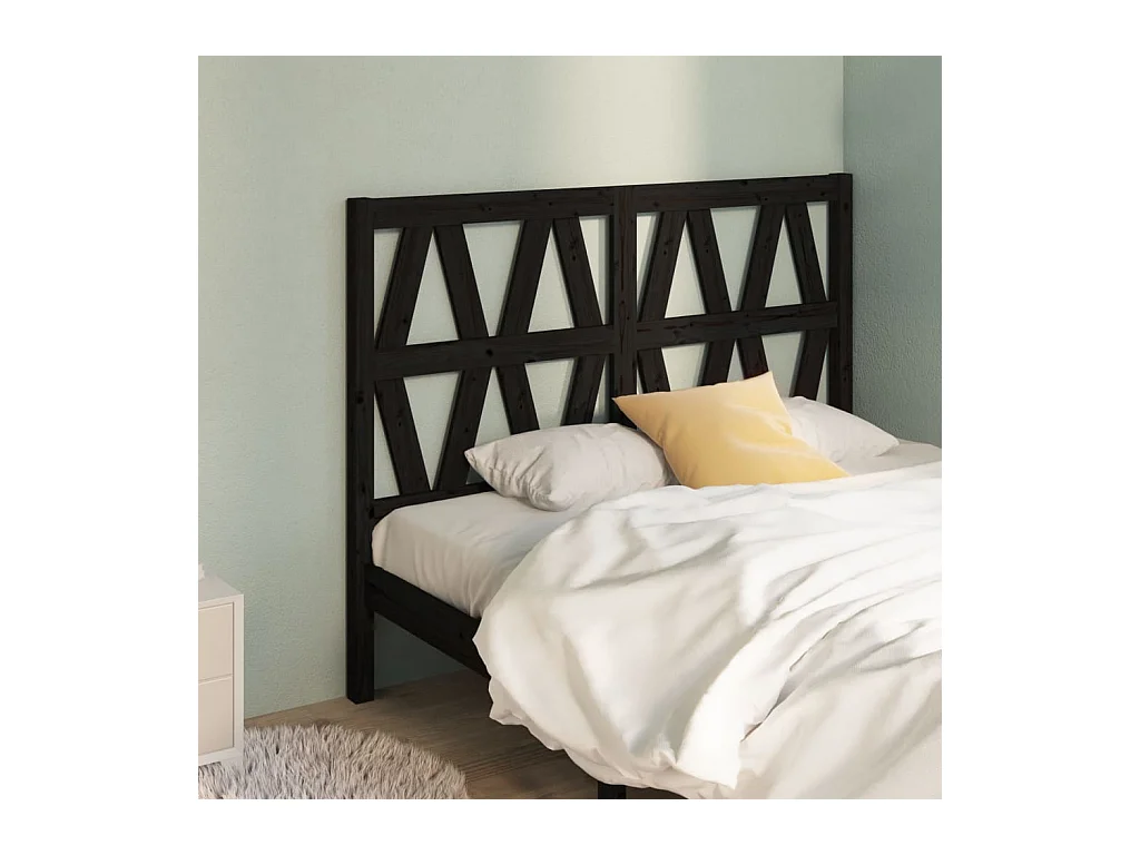 Tête de Lit | Panneau de tête pour lit Moderne Noir 166x4x100 cm Bois massif de pin