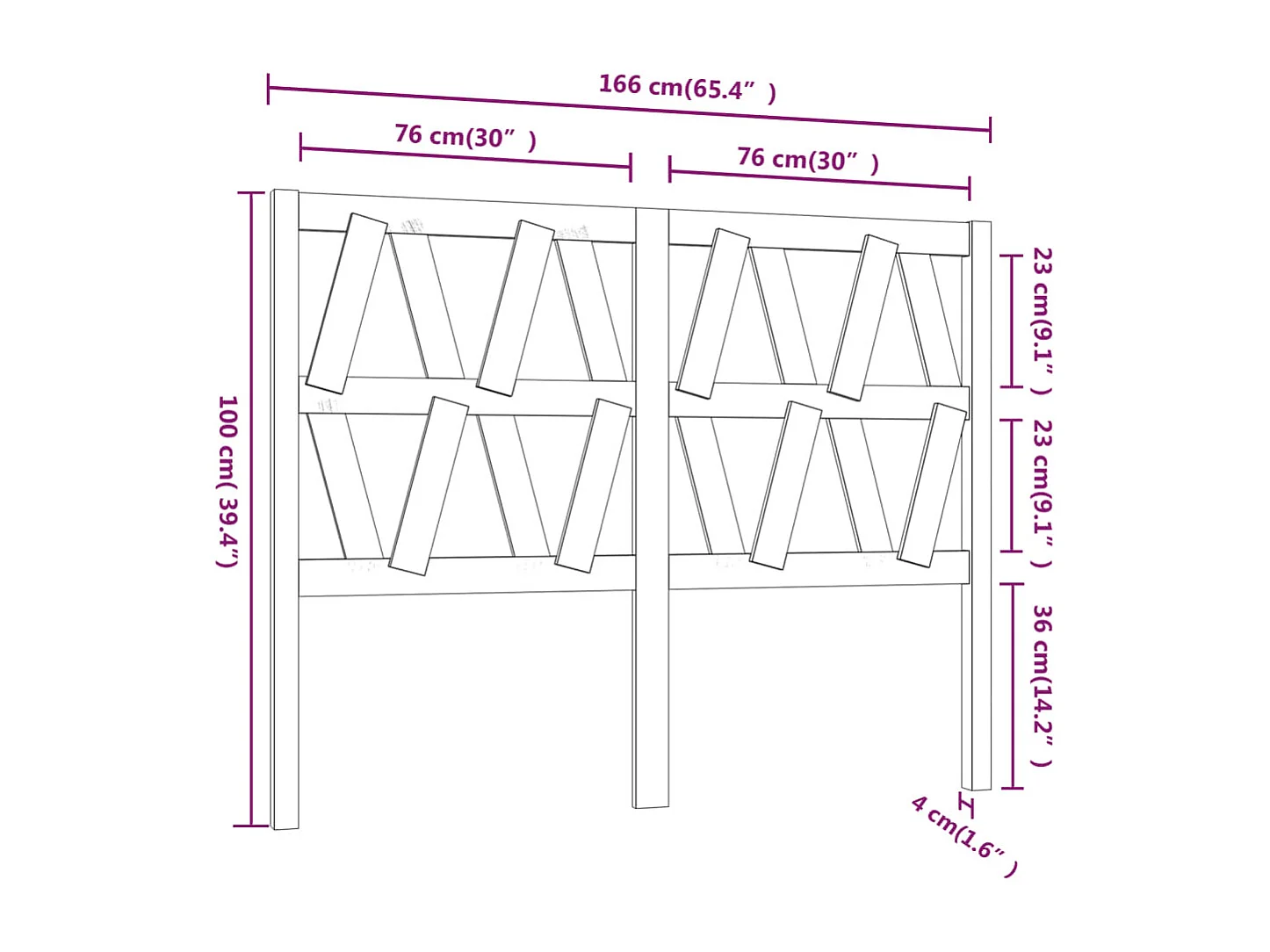 Tête de Lit | Panneau de tête pour lit Moderne Noir 166x4x100 cm Bois massif de pin
