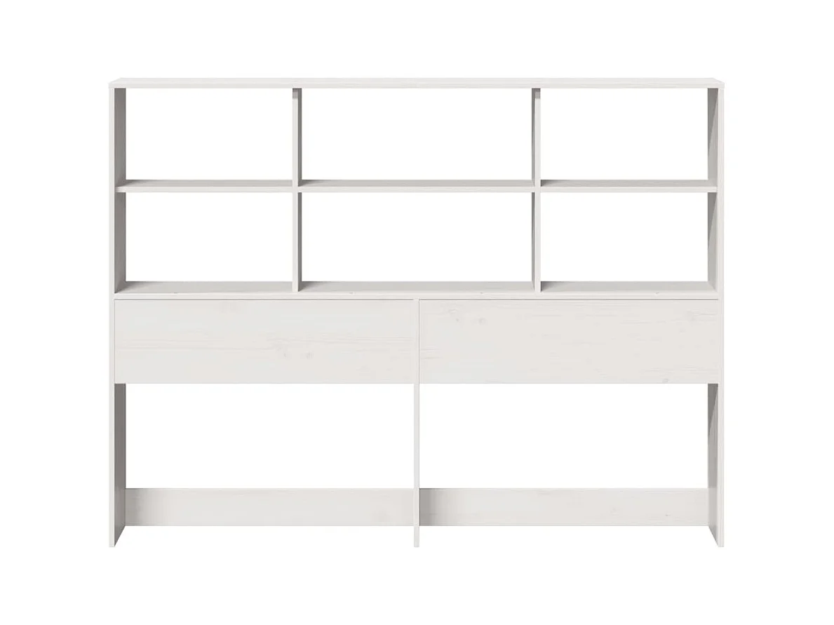 Tête de Lit | Panneau de tête pour lit Moderne avec rangement blanc 120 cm bois massif de pin