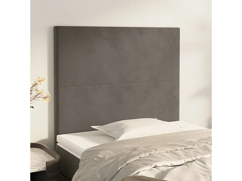 Cabeceros | Cabezal de cama | Mueble de cabecero 2 unidades de terciopelo gris oscuro 80x5x78/88 cm