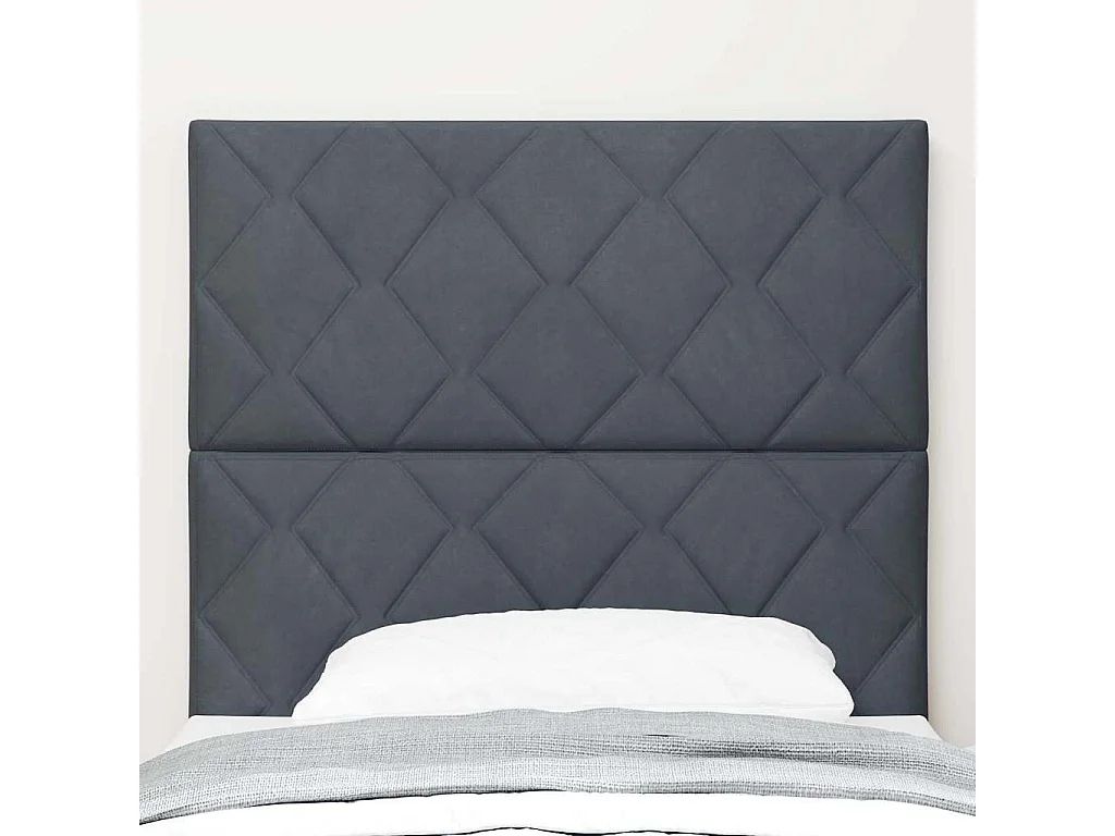 Tête de lit Montage mural | Panneau de tête pour lit Moderne  Géométrique Gris foncé 90 cm Velours