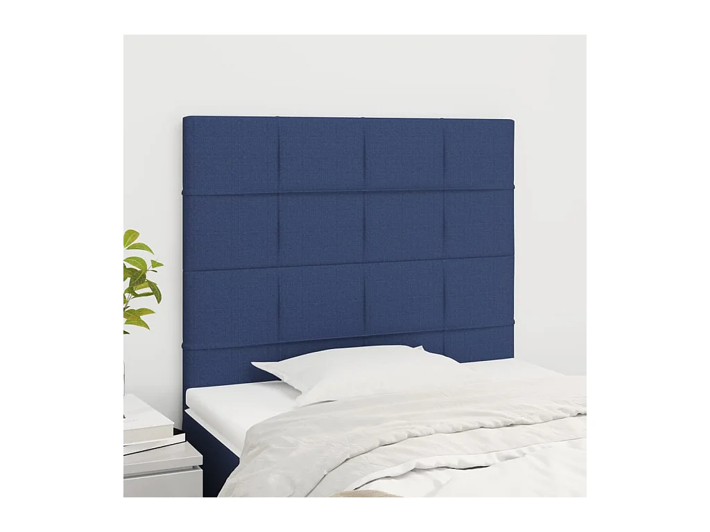 Cabeceros | Cabezal de cama | Mueble de cabecero 2 unidades de tela azul 90x5x78/88 cm
