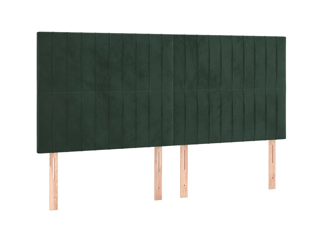 Cabeceros | Cabezal de cama | Mueble de cabecero 4 unidades de terciopelo verde oscuro 100x5x78/88 cm