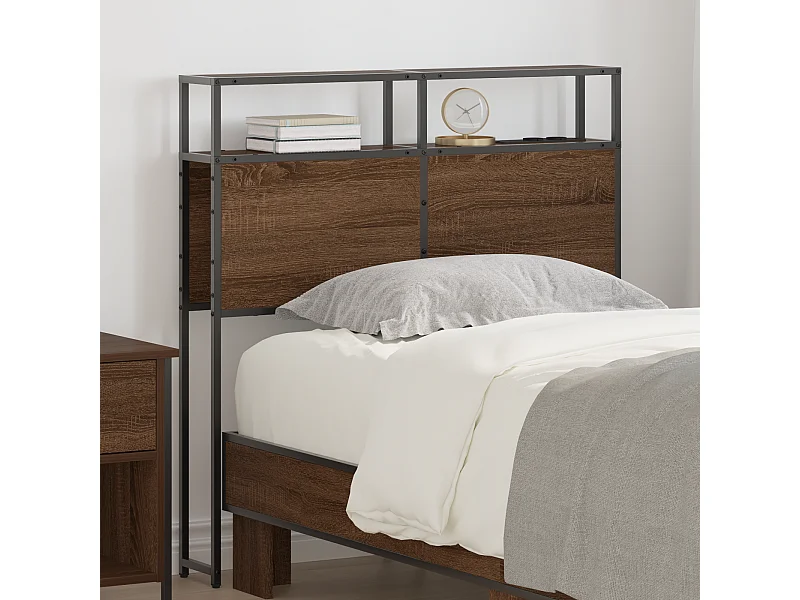 Mueble cabecero con almacenamiento | Cabecera de almacenamiento con estante Marrón roble 80 cm