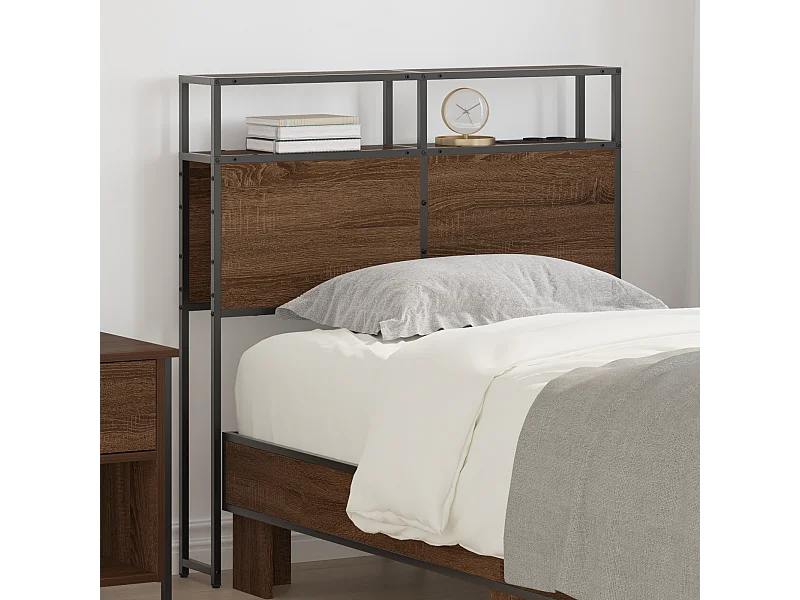 Mueble cabecero con almacenamiento | Cabecera de almacenamiento con estante Marrón roble 80 cm