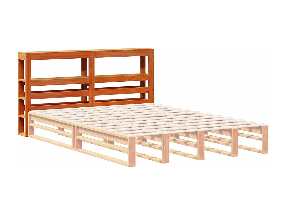 Cabecero de Cama | Cabezal de cama | Mueble de cabecero con estantes madera maciza pino marrón 140 cm