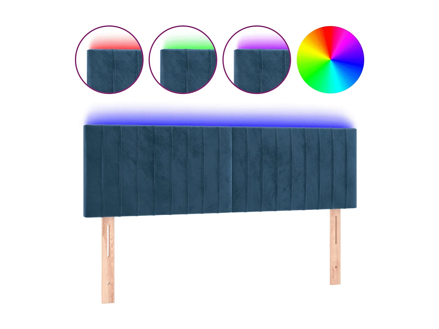 Hoofdbord | Hoofdeinde LED 144x5x78/88 cm fluweel donkerblauw