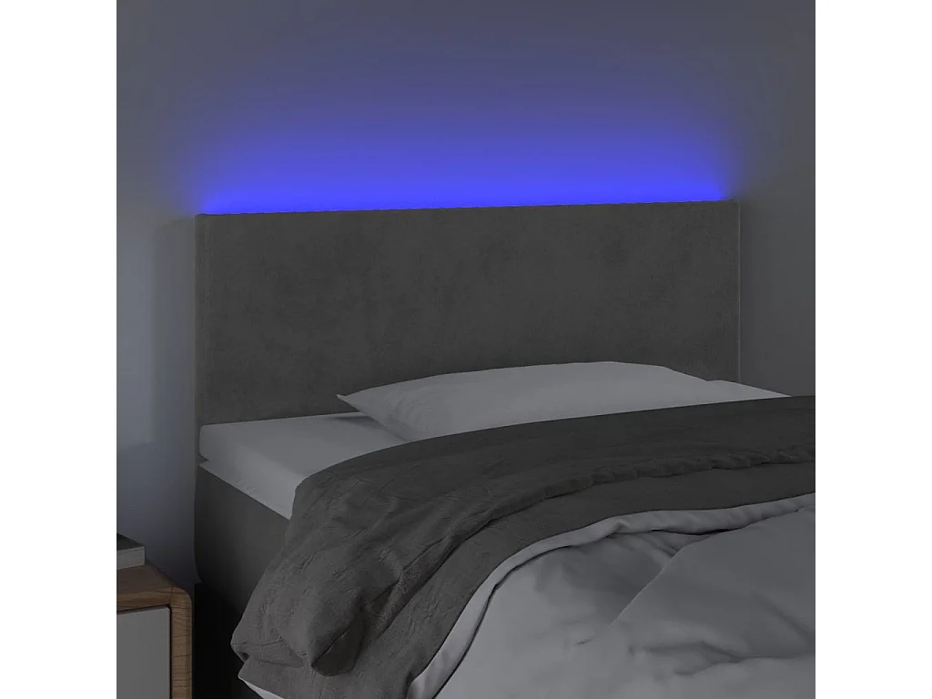 Tête de Lit | Panneau de tête pour lit Moderne à LED Gris clair 80x5x78/88 cm Velours