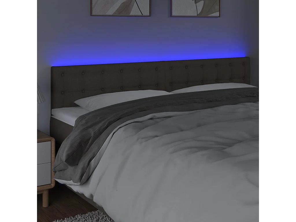 Tête de Lit | Panneau de tête pour lit Moderne à LED Taupe 160x5x78/88 cm Tissu