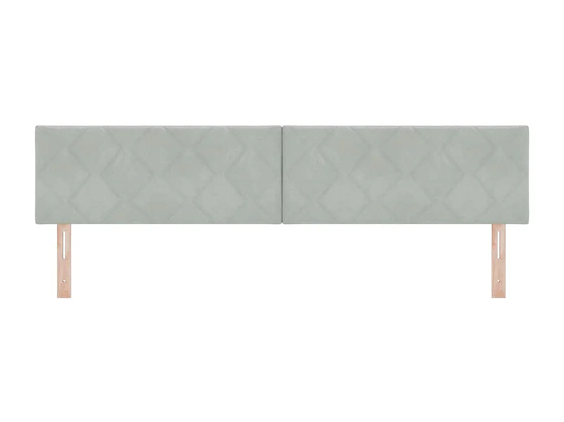 Tête de Lit | Panneau de tête pour lit Moderne LED Geometric Manuel Gris clair 200 cm Velours