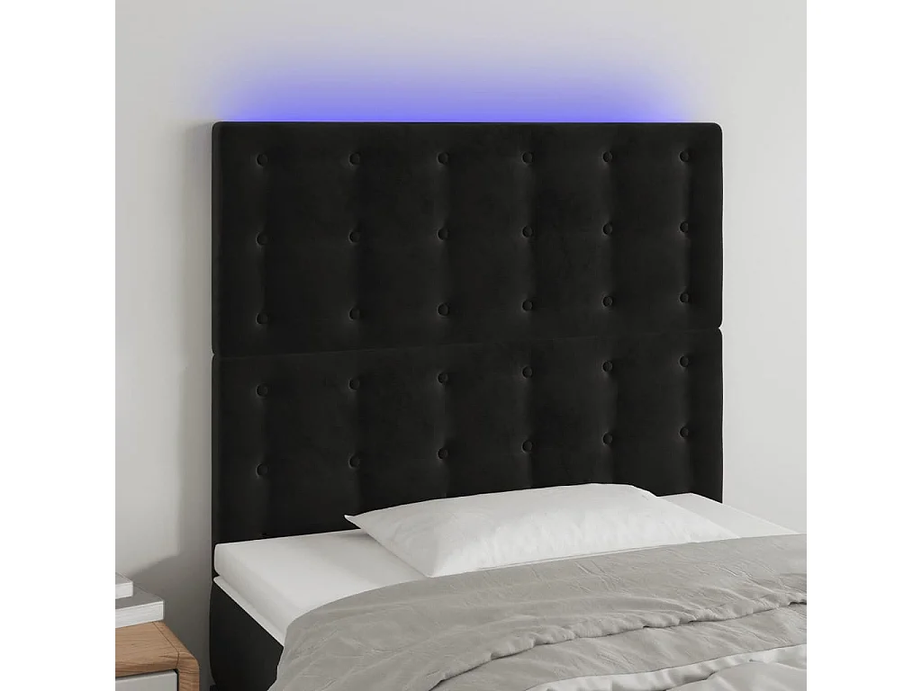 Hoofdbord | Hoofdeinde LED 100x5x118/128 cm fluweel zwart