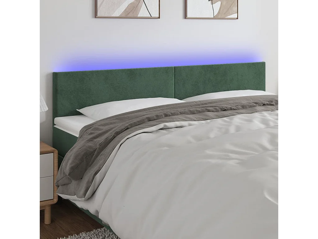 Hoofdbord | Hoofdeinde LED 200x5x78/88 cm fluweel donkergroen