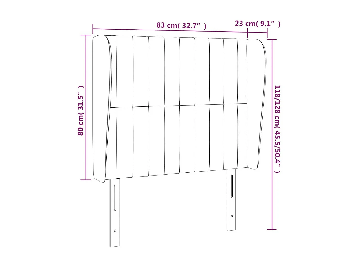 Tête de Lit | Panneau de tête pour lit Moderne avec oreilles Gris foncé 83x23x118/128 cm Velours