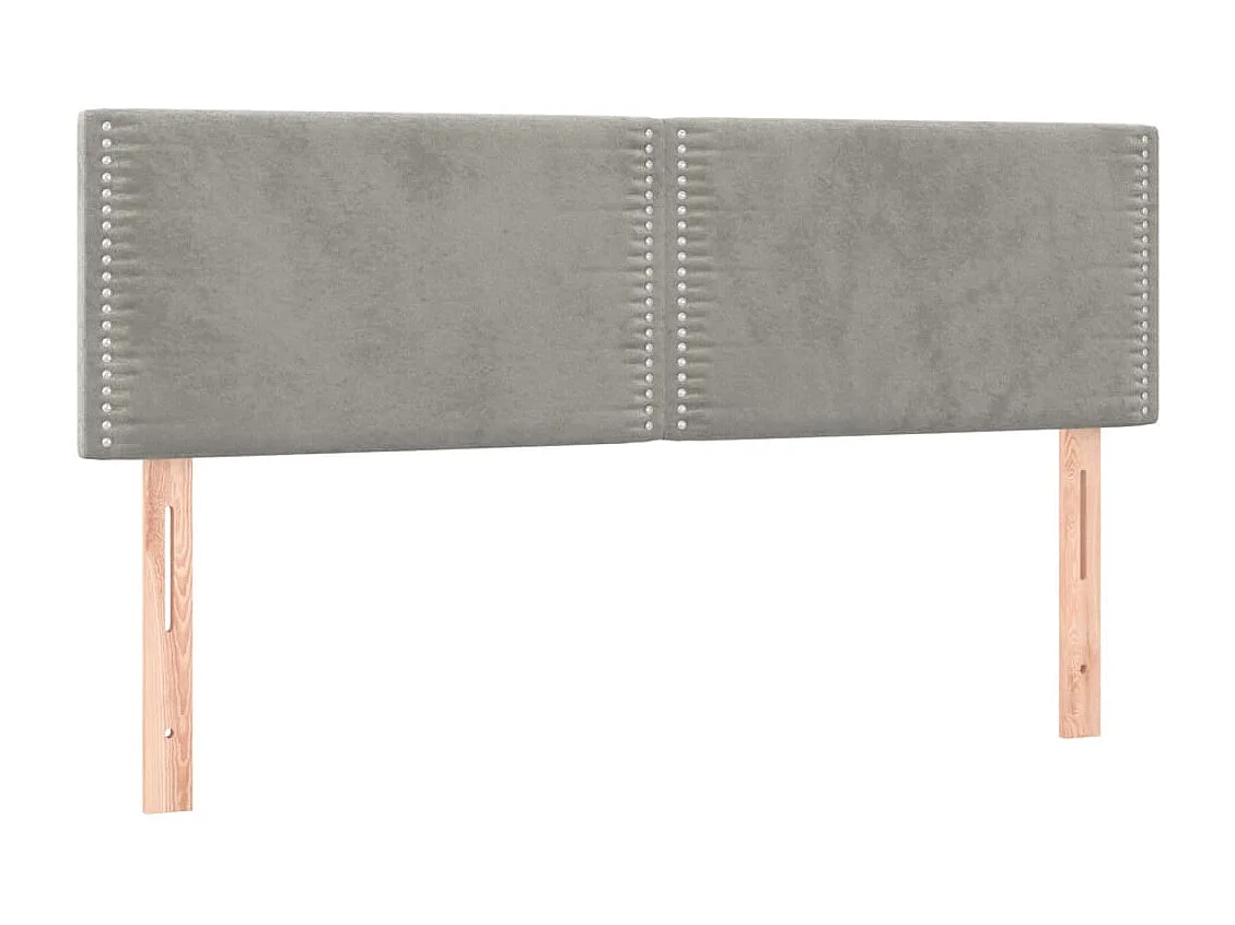 Tête de Lit | Panneau de tête pour lit Moderne à LED Gris clair 144x5x78/88 cm Velours