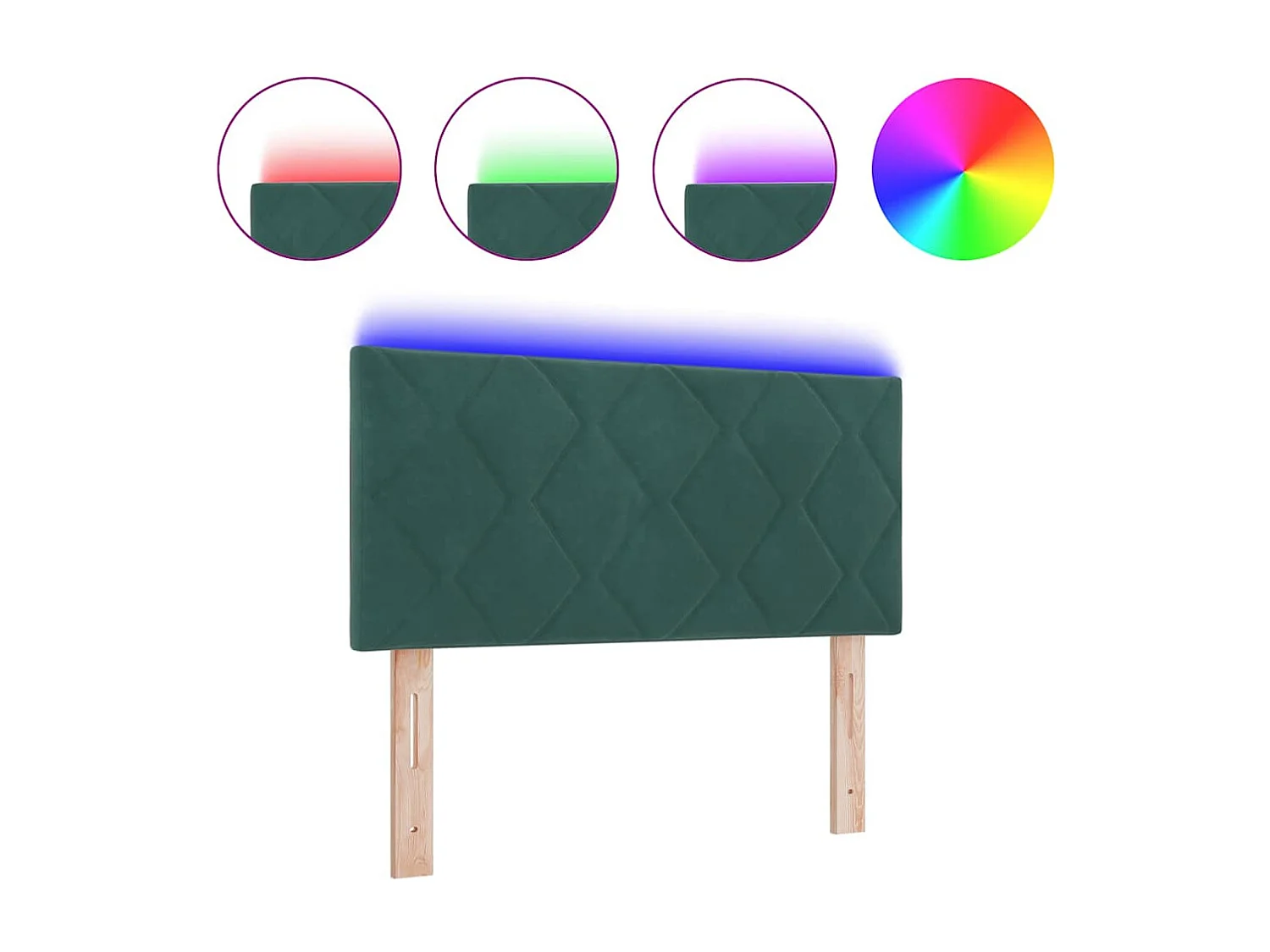 Mueble cabecero | Cabecero | Cabezal de cama LED Geométrico Manual Verde oscuro 90 cm Terciopelo