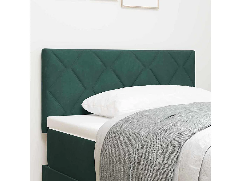 Mueble cabecero | Cabecero | Cabezal de cama LED Geométrico Manual Verde oscuro 90 cm Terciopelo