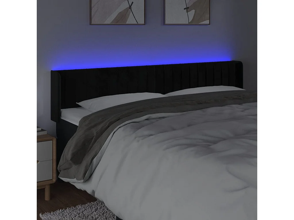Hoofdbord | Hoofdeinde LED 163x16x78/88 cm fluweel zwart