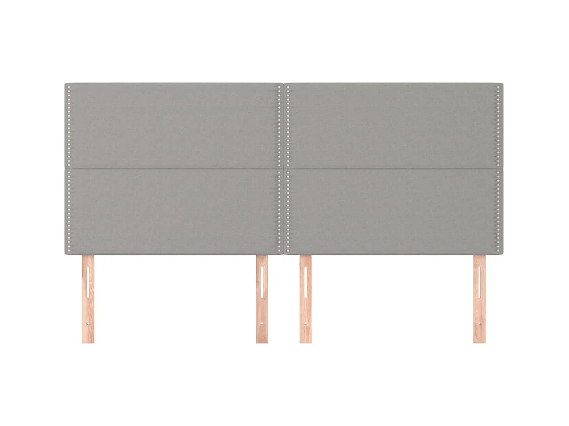 Cabeceros | Cabezal de cama | Mueble de cabecero 4 unidades de tela gris claro 90x5x78/88 cm