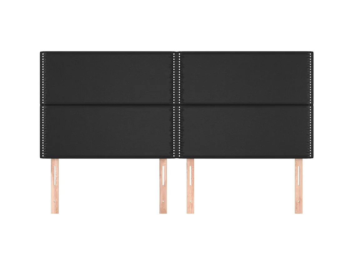 Cabeceros | Cabezal de cama | Mueble de cabecero 4 unidades de cuero sintético negro 80x5x78/88 cm