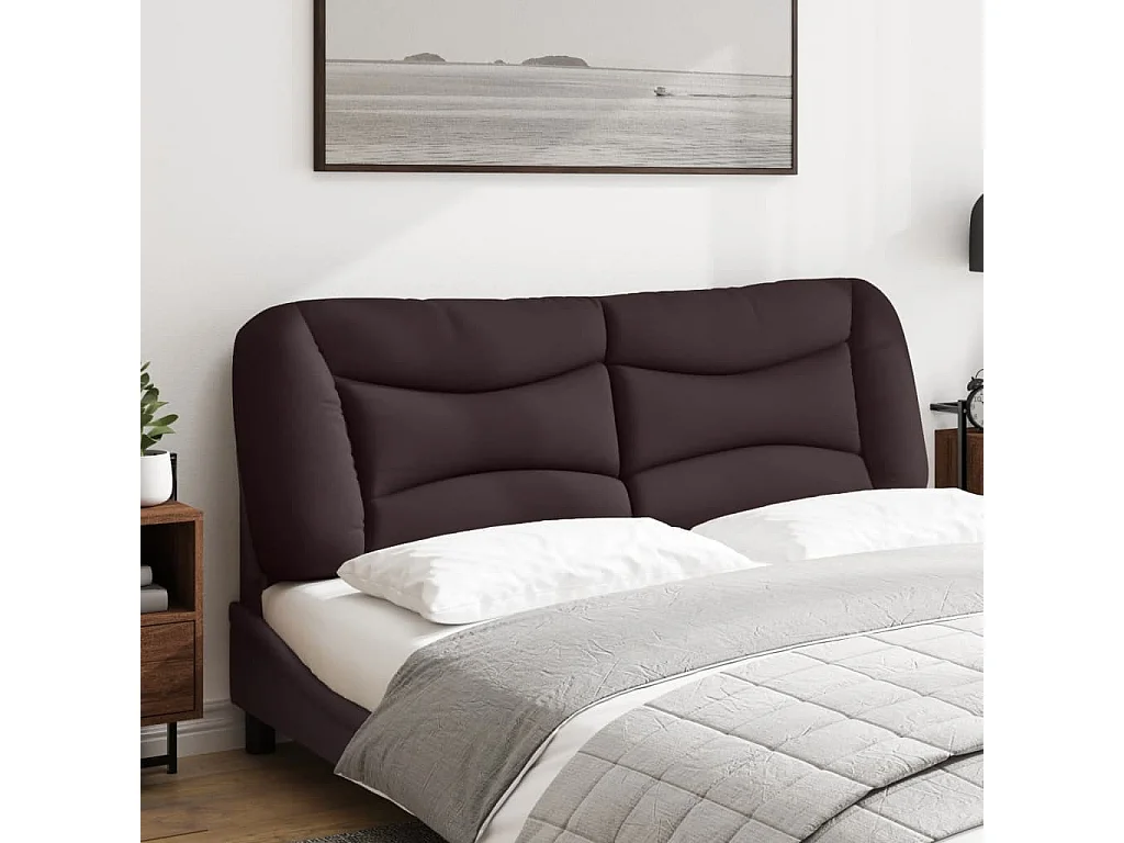 Cabecero de Cama | Cabezal de cama | Mueble de cabecero acolchado Hvar tela marrón oscuro 160 cm