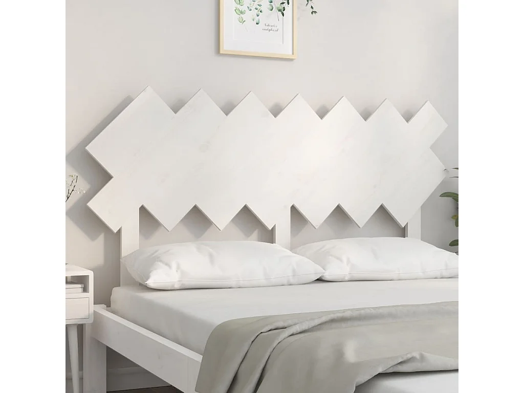 Tête de Lit | Panneau de tête pour lit Moderne Blanc 151,5x3x81 cm Bois massif de pin