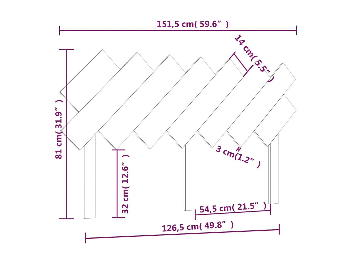 Tête de Lit | Panneau de tête pour lit Moderne Blanc 151,5x3x81 cm Bois massif de pin