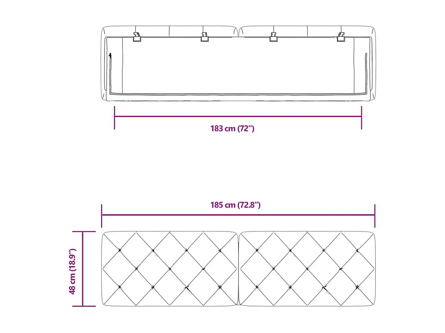 Cabecero de Cama | Cabezal de cama | Mueble de cabecero acolchado terciopelo rosa 180 cm