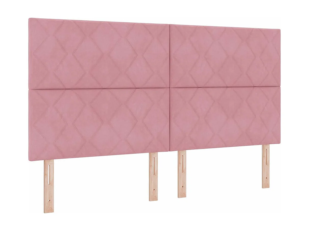 Tête de Lit | Panneau de tête pour lit Moderne LED avec des lumières à LED Rose 180 cm Velours