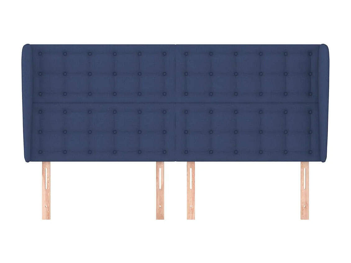 Tête de Lit | Panneau de tête pour lit Moderne avec oreilles Bleu 183x23x118/128 cm Tissu