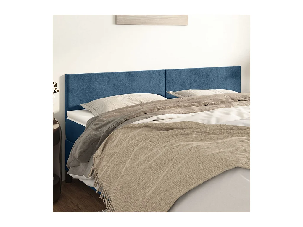 Têtes de lit | Panneaux de tête pour lit Moderne 2 pcs Bleu foncé 90x5x78/88 cm Velours