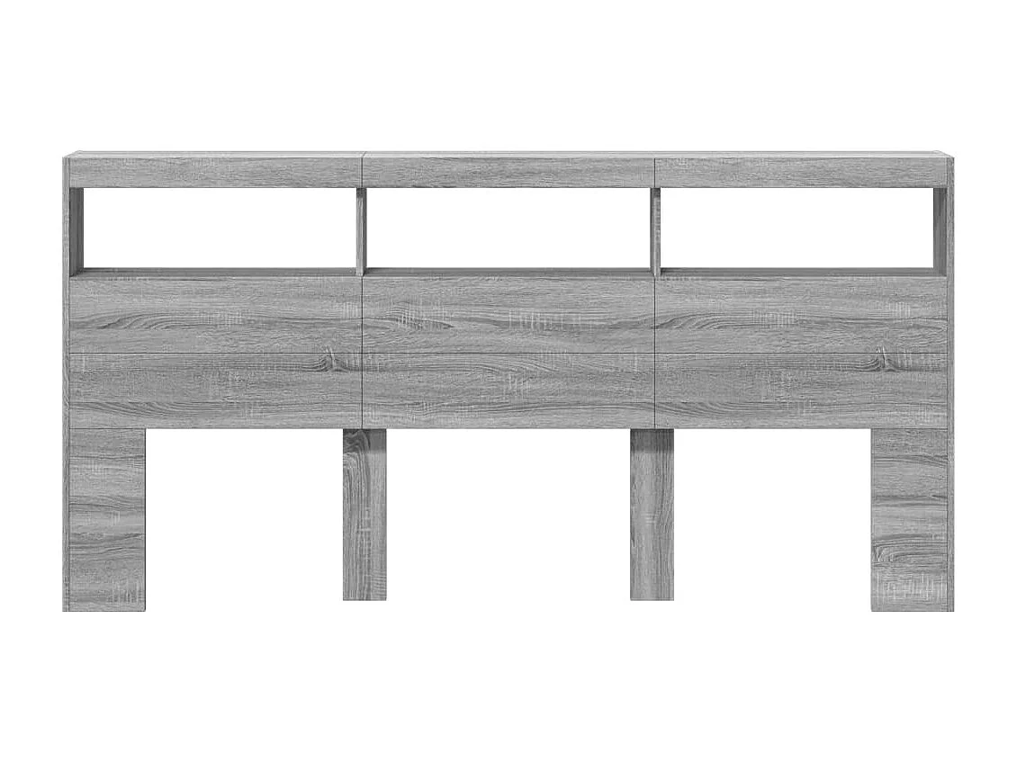 Cabecero de Cama | Cabezal de cama | Mueble de cabecero con luz LED gris Sonoma 200x17x102 cm